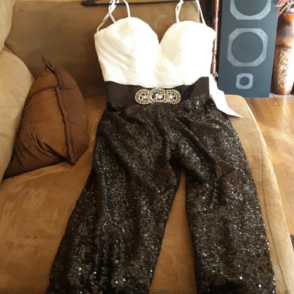 Prom girl sequined one piece jump suit new
